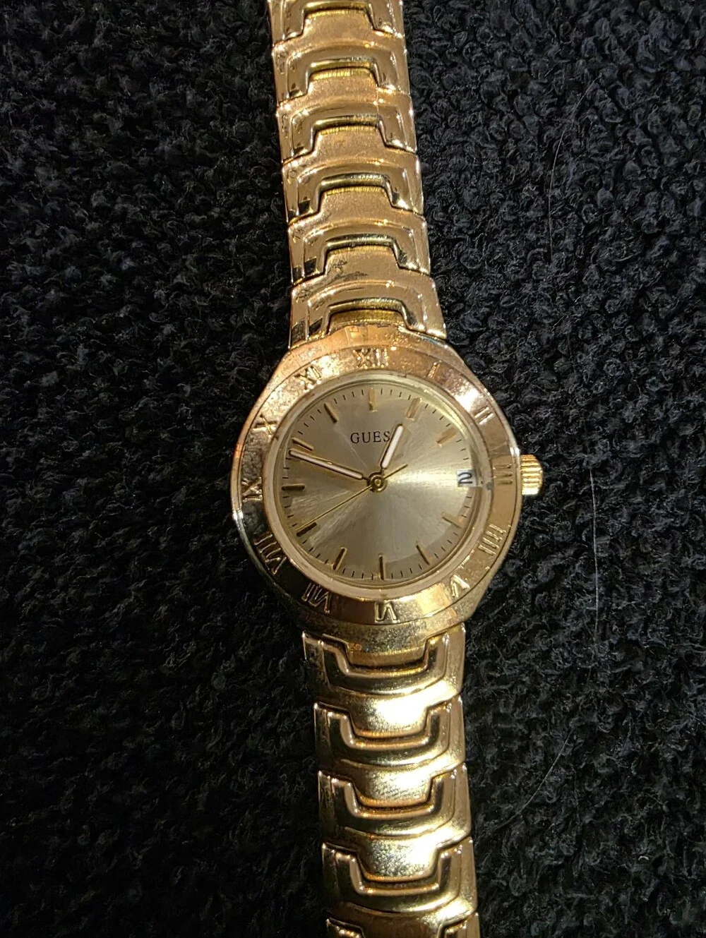 Vintage Guess Gold-Tone Pendant Necklace and Matching Gold Watch